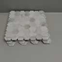 The Tiles Plaza Backsplash Tile for Kitchen Peel and Stick White Hexagon Marble Self Adhesive Wall Tile Stone Composite Stick On Decorative Mosaic Tile for Bathroom, Fireplace, 10 Sheets, 9 Sq Ft.