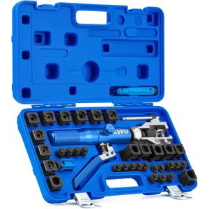 Orion Motor Tech Hydraulic Flaring Tool Kit, Universal Brake Flaring Tool Set with Tubing Cutter, 45 Single & Double Flaring Tool Kit with Deburring Tool, Brake Line Flaring Tool for ISO Bubble Flare