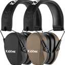 KAYNN 018 2 Pack Shooting Ear Protection NRR 27dB, Adjustable Noise-Reducing Hearing Protection Earmuffs for Shooting(2Pack-Black&Brown)