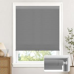 No Tools No Drill Cordless Blackout Cellular Shades Gray, 34" W x 48" H