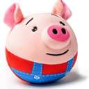 Interactive Dog Toy, Automatic Jumping Pig with Bounce, Squeak, Voice Recording & Music to Keep Them Busy, Machine Washable Cover for Medium & Light Chewers, Pets Ideal Gift