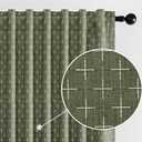 MIULEE Decorative Back Tab Linen Curtains with Geometric Pattern for Living Room Bedroom Farmhouse Rustic Thick Woven Textured Patterned Mudcloth Drapes 84 Inches Long 2 Panels Set, Olive Green