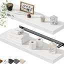 QEEIG Floating Shelves for Wall 23.6" Long - Wall Mounted Shelf Bathroom Kitchen Living Room Bedroom Farmhouse Home Decor Display Bookshelf Large 23.6 x 9.3 inch Set of 2, White (008-60W)