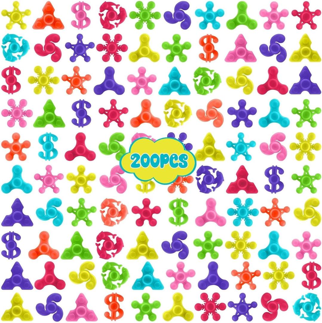200pcs Mini Finger Fidget Spinner Toys, Bulk Stress Relief Sensory Toys for Kids Adults, Party Favors, Classroom Prizes, Stocking Stuffers