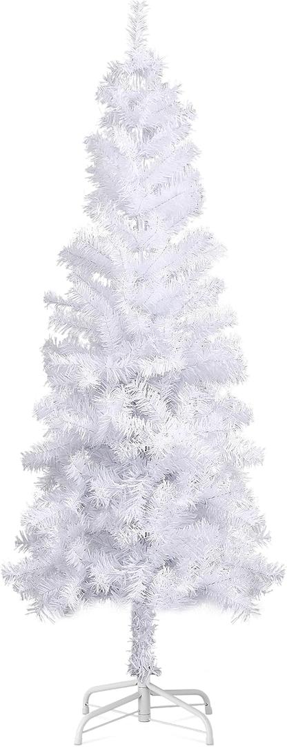 Magshion White Artificial Pencil Christmas Tree 4.5ft Unlit Slim Skinny Xmas Tree with Metal Stand Base and Hinged PVC Branch Tips for Home Office Indoor Outdoor Decoration Holiday Party Decor Magshion White Artificial Pencil Christmas Tree 4.5ft Unlit Slim Skinny Xmas Tree with Metal Stand Base and Hinged PVC Branch Tips for Home Office Indoor Outdoor Decoration Holiday Party Decor