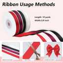SoriDR 4 Rolls White&Black&Red&Wine Solid Satin Ribbon for Gift Wrapping Christmas Crafts,3/8" X 10 Yard Each Total 40 Yds Per Package