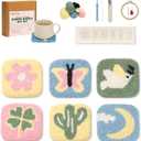 Kukovaya Punch Needle Kit for Beginners & Adults – Complete DIY Embroidery 6Coaster Kit with Printed Fabric, Yarn, Needle, Hoop & Guide – Easy Craft Kit for Home Décor, Gifts & Stress Relief