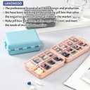 Foldable Weekly Pill Organizer 2 Times a Day with 2 Extra Compartments (Clear Printed Labels) - Portable 7 Day AM PM Medicine Box, Week Daily Travel Pill Case Holder for Vitamin, Supplement - Sky Blue