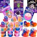 30 Pack Valentines Day Gifts for Kids Classroom, Galaxy Slime Valentines for Kids with Valentine Day Cards for School, Class Valentine's Day Exchange Party Favors