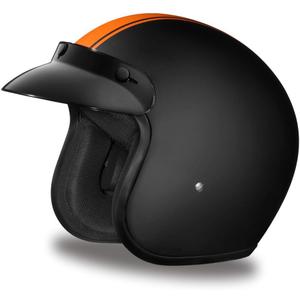 Daytona Helmets 3/ 4 Shell Open Face Motorcycle Helmet – DOT Approved [Orange Pin Stripe] [XL]
