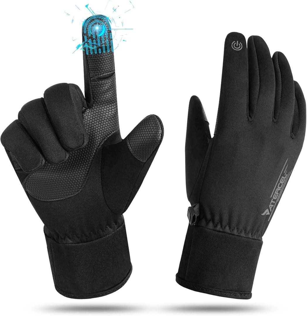 ATERCEL Winter Gloves Men and Women Cold Weather Glove Touchscreen Warm Waterproof Bicycle Gloves Sports Ski Glove (Small)