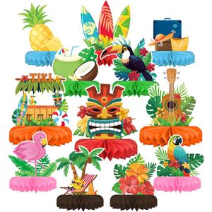 Hawaiian Luau Party Decorations Set: Aloha Theme Table Decoration with Luau Honeycomb Centerpiece for Tiki and Luau Hawaiian Party Supplies
