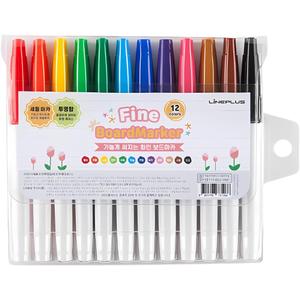 LINEPLUS Fine Board Marker Set  12 Essential Colors, 2mm Fine Tip, Slim Body Dry-Erase Whiteboard Markers  Smooth Writing & Easy Erase