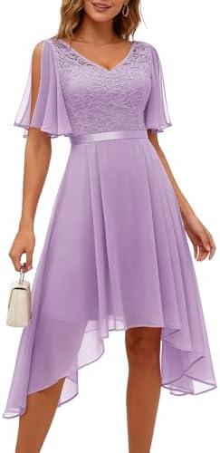 BeryLove Cocktail Formal Party Dress Bridesmaid Wedding Guest A Line Lace Elegant Flowy Prom Dresses XL