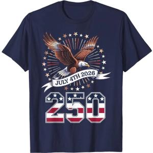 250th Anniversary Patriotic July 4th T-Shirt – USA 1776-2026 T-Shirt, Size 2X, Blue