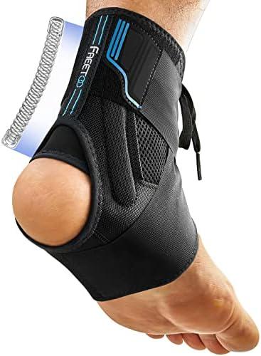 FREETOO Ankle Brace Maximum Metal Support for Men & Women, Compression Foot Support for Sprained Ankle, Plantar Fasciitis,Injury Recovery, Lace up Ankle Support for Running Volleyball Left/Right