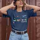 Last Day of School Shirt: Women Teacher Shirts Funny We Out Bruh Graphic T-Shirt Cute Teach Inspirational Short Sleeve Tops (M)