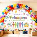 AIBIIN Thank You Volunteers Banner Volunteer Appreciation Decorations Backdrop Happy National Volunteer Week Month Banner Colorful Volunteers Appreciation Decor 70.8 x 43.3 Inch