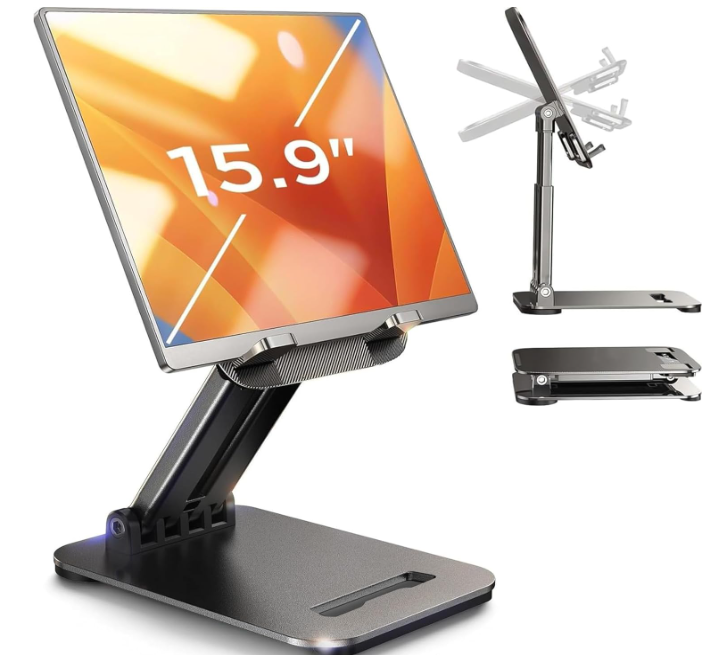 LISEN for iPad Stand Tablet Holder for Desk, Cool Home Office Desk Accessories for Men Women Kids Tablet Gifts, Office Home Essentials Gadgets Portable Monitor Stand for iPad a16 Accessories Switch