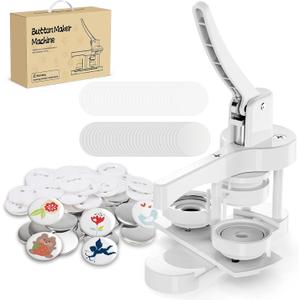 Button Maker Machine 58mm, Easy DIY Pin Maker Machine, No Setup Button Maker for Kids Crafts, Parties, School Projects & Beginners (White)