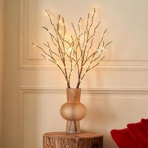 BAOLITVINE Lighted Willow Branches with Timer Battery Operated 100 LED Fairy Lights, Brown Twig Branches 32IN for Home Bedroom Fireplace Christmas Decoration Inside Outdoor, Brown