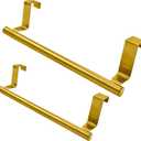 2 Pack 9 Inch Towel Holder, Gold Bathroom Towel Bar Stainless Steel Hand Towel Rack, Over Cabinet Door Towel Bar for Kitchen Bathroom