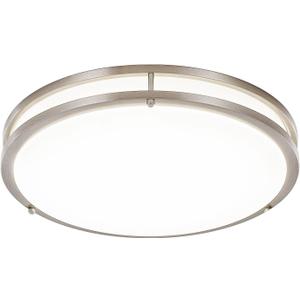 DLLT Flush Mount LED Ceiling Light: 16 Inch 5CCT (3000K-6000K) & Dimmable Ceiling Light Fixtures for Bedroom Hallway - 36W Modern Brushed Nickel Super Bright Kitchen Lighting Fixtures Ceiling