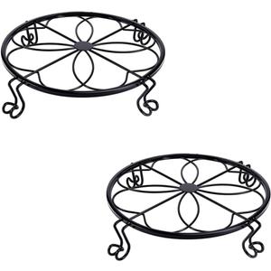 1/2/4 Pack 10/12 Inch Heavy Duty Iron Plant Stands - Rustproof Metal Flower Pot Holder for Indoor Outdoor Use, Round Wrought Iron Planter Stand for Corner Gardening, Patio, Balcony Decor- Black (12IN2PCS)