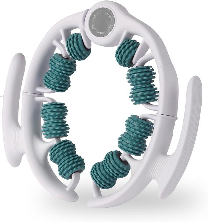 Cellulite Massage Tool Manual Lymphatic Drainage Massager for Thighs Legs Buttocks, Anti Cellulite Roller with Detachable Handles Fascia Massage Tool for Contoured Smoother Skin, White-Green