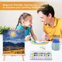 208 Pieces Canvas Painting Kits for Adults Kids, 8 Set 12 Color Acrylic Paint Kit, 16 Canvases, 8 Wood Easels, 8x10 Size Brushes, 8 Palettes, 8inch Canvas and Easel Set for Party Artists and Beginner