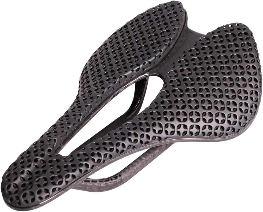 3D Printed Bike Saddle with Full Carbon Fiber for Men/Women - 7 * 9mm Carbon Rails - Adaptive Bicycle Seat for Mountain Road & Gravel Bike