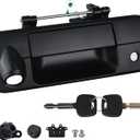Tailgate Handle with Rear Camera Hole Liftgate Latch Handle with Key Lock Cylinder Compatible with 2007-2013 Toyota Tundra Replaces 69090-0C051 690900C051 81214 (Textured Black)