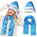 Geyoga 2 Happy Hanukkah Gifts for Women Hanukkah Hat & Scarf Chanukah Costume Accessories Decoration Hanukkah Blue Scarf Funny Santa Hats Christmas