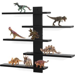 NIUBEST Floating Shelf for Wall,for Tonie Shelf,Small Wood Display Shelves Rack for CollectiblesFigures,Shot Glasses,Mini Decor,for Toy(Black)