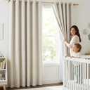 NICETOWN Natural 100% Blackout Linen Curtains 84 inch Long Burg for Living Room, 2 Panels, 52" Wide, Farmhouse Thick Completely Blackout Window Treatment Thermal Insulated Warm Drapes for Winter