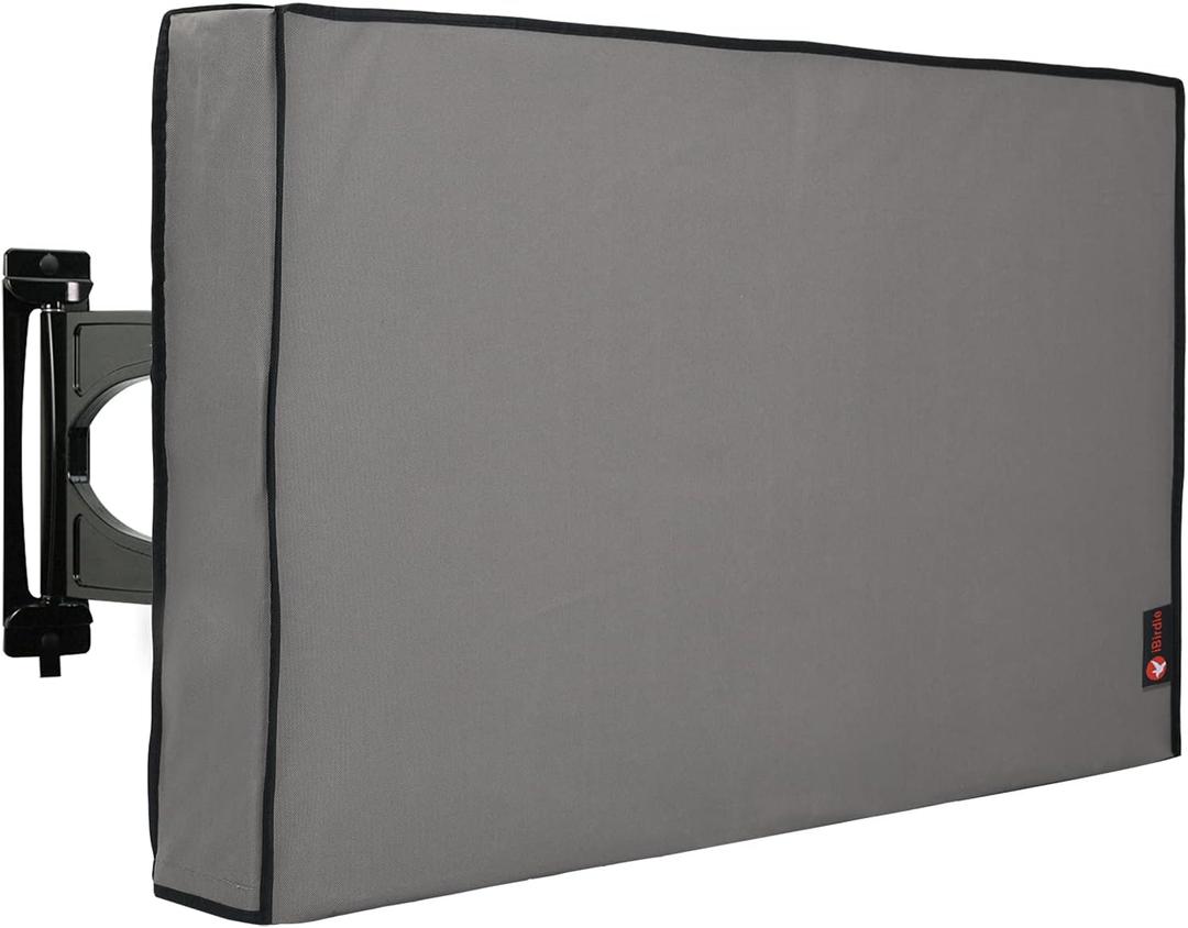 iBirdie Outdoor TV Cover 52 to 55 inch Weatherproof, Cover Size 52''L x 31''H, Waterproof for Outside Flat Screen 52 to 55 inch TV, Grey, 600D Thick Fabric Screen Protector with Bottom