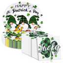 Lejof 100Count St.Patricks Oval Paper Plates and Napkins Sets -10" x 12" Heavy Duty Party Plates and 6.5'' Napkins for St.Patricks Party