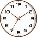 Woodgrain Wall Clock, Silent Non-Ticking Battery Operated Clock 10 Inch, Large Easy-to-Read Number Digital Wall Clocks, Modern Analog Clocks for Living Room Bedroom Kitchen Office Gym, Brown
