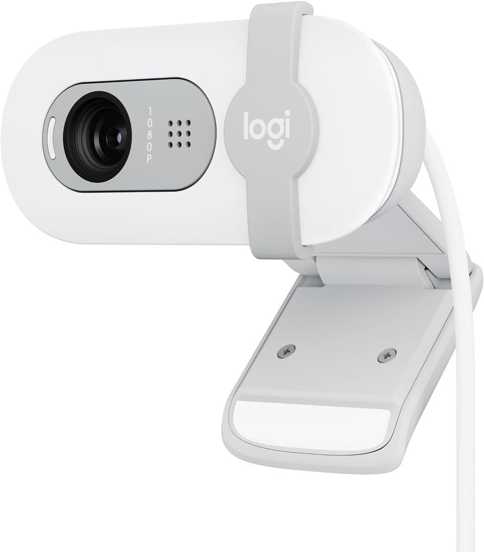 Logitech Brio 100 Full HD 1080p Webcam for Meetings, Streaming, Desktop, Laptop, PC - Built-in Mic, Shutter, Works with Zoom, Microsoft Teams, Nintendo Switch 2s new GameChat Mode-Off -White