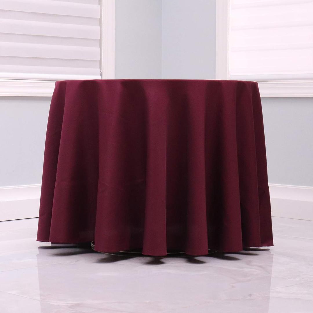 Kadut Burgundy Tablecloth - 108" Inch Round Tablecloths for Circular Table Cover in Burgundy Washable Polyester - Great for Buffet Table, Parties, Holiday Dinner & More
