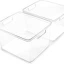 BINO | Plastic Bins, Large - 2 Pack | THE LUCID COLLECTION | Multi-Use| Built-In Handles | BPA-Free | Clear Storage Containers | Fridge Organizer | Pantry & Home Organization