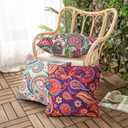 Outdoor Pillows Set of 2, 18''18''Waterproof Throw Pillow for Patio Furniture, Feathers and Down Filled Outside Decorative Pillows Inserts for Garden, Porch Swing, Couch and Sofa (Paisley Floral)