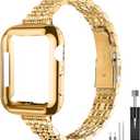 Slim Watch Band Compatible with Apple Watch 41mm 45mm 42mm 44mm 40mm 38mm Metal Stainless Steel Watchband Suitable for iWatch 10/9/8/7/6/5/4/3/2/1/SE Series Women Luxury Strap