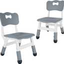 FUNLIO Adjustable Kids Chair (2pcs), 3 Level Height Adjustable Toddler Chair for Ages 3-8, Sturdy Child Chair with Maximum Bearing 220lbs, for Classrooms/Daycares/Homes, CPC & CE Approved - Grey