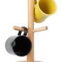 Beech Wood Coffee Mug Holder, 6 Hooks Mug Tree Stand for Large Mugs, Countertop Organizer for Coffee Bar Dcor & Accessories (MH-BW)