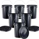5-Gallon Heavy-Duty Buckets with Snap-On Lids, 6-Pack – BPA-Free, Food-Grade Plastic, Multi-Purpose Storage for Home, DIY, and Job Sites – Black
