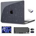 CISSOOK Sparkly Black Star Case for MacBook Air 15 Inch 2025 2024 2023 Model A3241 A3114 A2941, Plastic Glitter Bling Hard Shell Case with Keyboard Cover Screen Protector for MacBook Air 15 M2 M3 M4