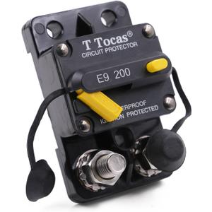 E9 3/8" M10 Studs 200 Amp Car Circuit Breaker with Manual Reset Switch 12V-48V DC for ATV Vehicles Stereo Audio Electronic Battery System 200A Waterproof