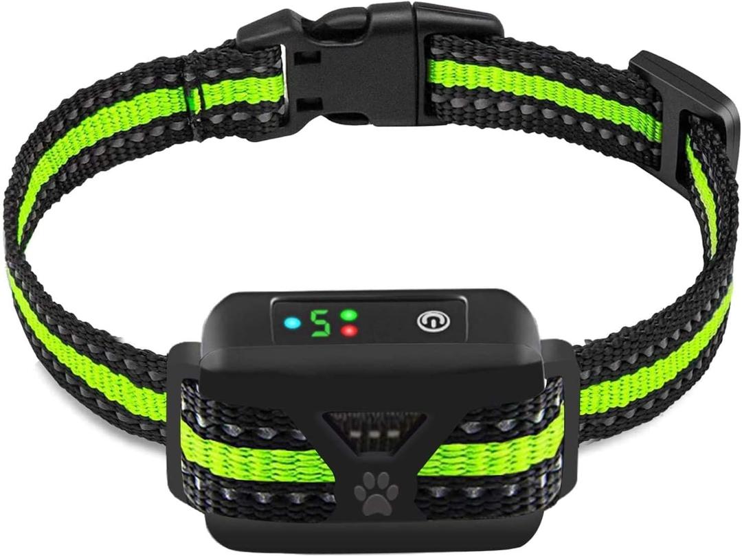 Dog Bark Collar -5 Adjustable Sensitivity and Intensity Levels-Dual Anti-Barking Modes Rechargeable/Rainproof/Reflective -No Barking Control Dog Shock Collar for Small Medium Large Dogs