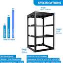 RackPath 20U Open Frame Network Rack with 2X 14in Vented 1U Shelves Rear Support, Wall Mount/Floor Standing Network Cabinet, Heavy Duty 150 lbs Capacity for IT & AV Gear, Audio and Video Device